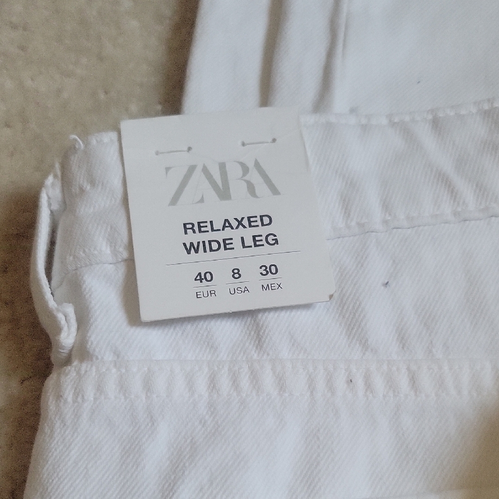 Zara Crisp White Wide Leg Trousers